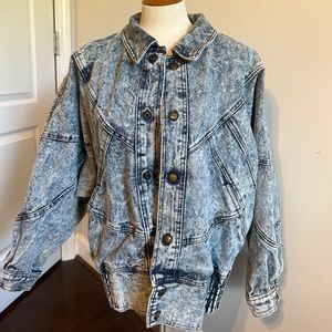 Vintage 80s acid wash jean bomber jacket